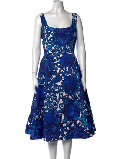 Pre-owned La Doublej Floral Print Midi Length Dress In Blue