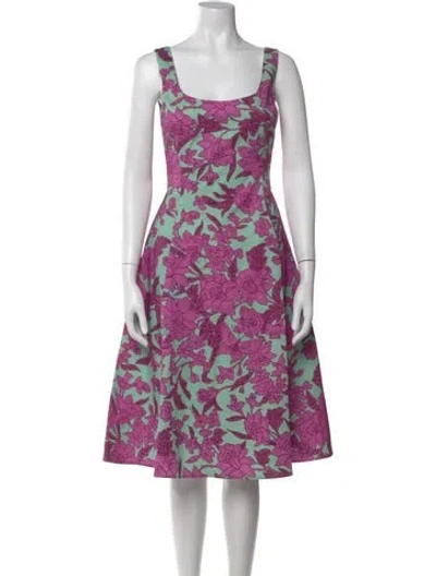 Pre-owned La Doublej Floral Print Midi Length Dress In Green