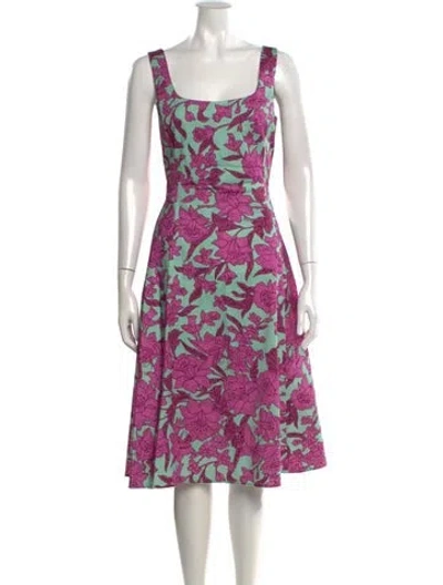 Pre-owned La Doublej Floral Print Midi Length Dress In Green