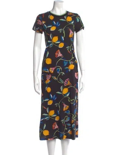Pre-owned La Doublej Floral Print Midi Length Dress In Multi