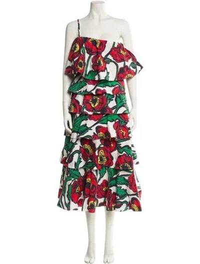 Pre-owned La Doublej Floral Print Midi Length Dress In Multi