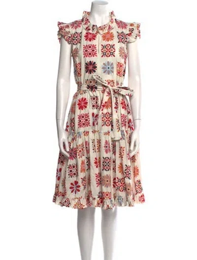 Pre-owned La Doublej Floral Print Midi Length Dress In Neutral