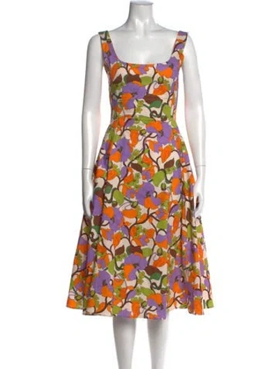 Pre-owned La Doublej Floral Print Midi Length Dress In Neutral