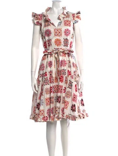 Pre-owned La Doublej Floral Print Midi Length Dress In Neutral