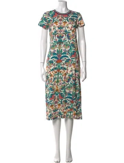 Pre-owned La Doublej Floral Print Midi Length Dress In Neutral