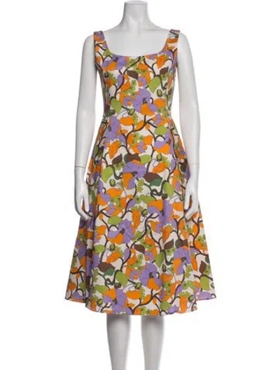 Pre-owned La Doublej Floral Print Midi Length Dress In Neutrals