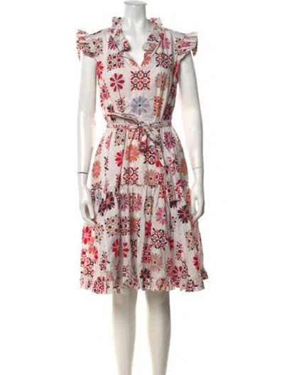 Pre-owned La Doublej Floral Print Midi Length Dress In Neutrals