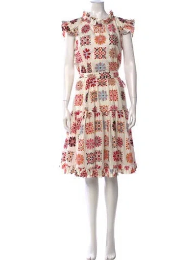 Pre-owned La Doublej Floral Print Midi Length Dress In Neutrals/pink
