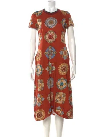 Pre-owned La Doublej Floral Print Midi Length Dress In Orange