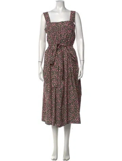 Pre-owned La Doublej Floral Print Midi Length Dress In Pink