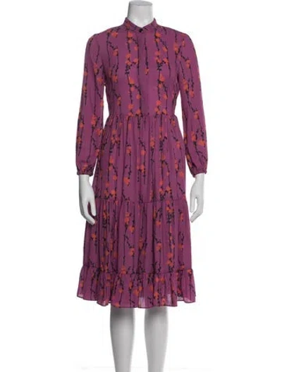 Pre-owned La Doublej Floral Print Midi Length Dress In Purple