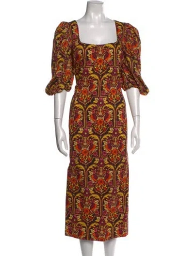 Pre-owned La Doublej Floral Print Midi Length Dress In Purple