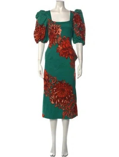 Pre-owned La Doublej Floral Print Midi Length Dress W/ Tags In Green