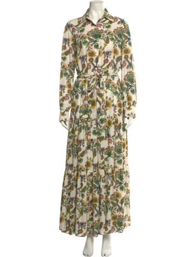 Pre-owned La Doublej Floral Print Midi Length Dress W/ Tags In Neutral