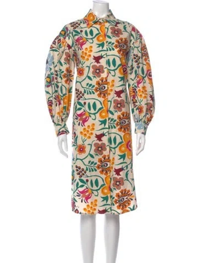 Pre-owned La Doublej Floral Print Midi Length Dress W/ Tags In Neutral