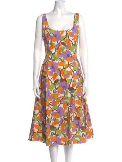Pre-owned La Doublej Floral Print Midi Length Dress W/ Tags In Neutral