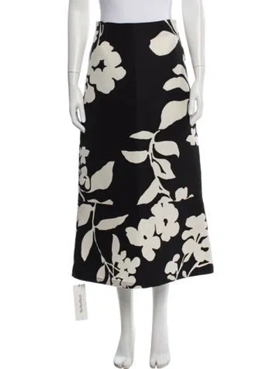 Pre-owned La Doublej Floral Print Midi Length Skirt In Black