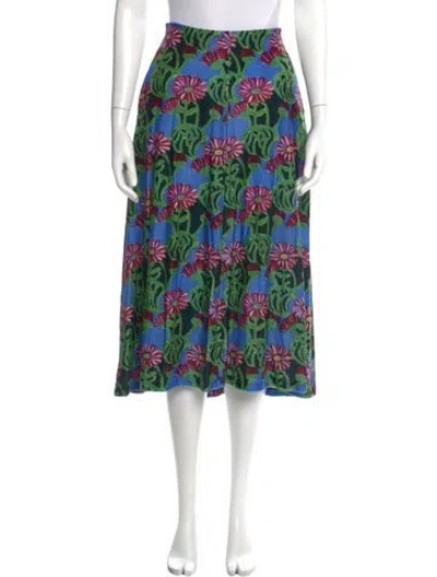 Pre-owned La Doublej Floral Print Midi Length Skirt In Blue