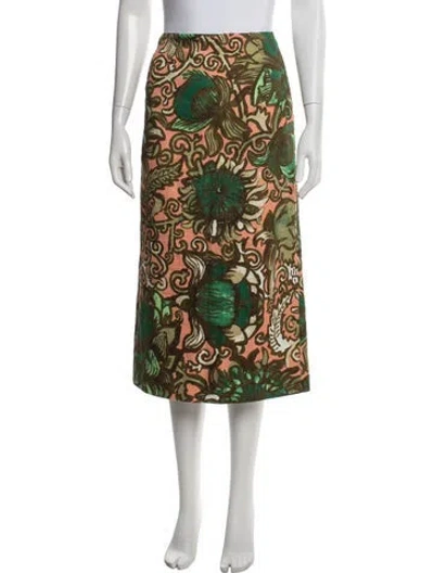 Pre-owned La Doublej Floral Print Midi Length Skirt In Brown