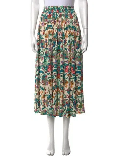 Pre-owned La Doublej Floral Print Midi Length Skirt In Neutral