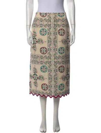 Pre-owned La Doublej Floral Print Midi Length Skirt In Neutrals