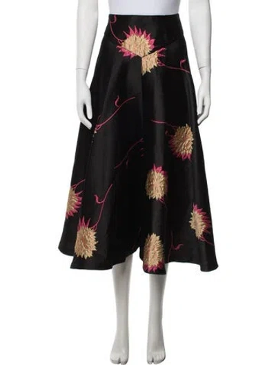 Pre-owned La Doublej Floral Print Midi Length Skirt W/ Tags In Black