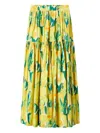 La Doublej Oscar Printed Cotton Poplin Midi Skirt In Yellow