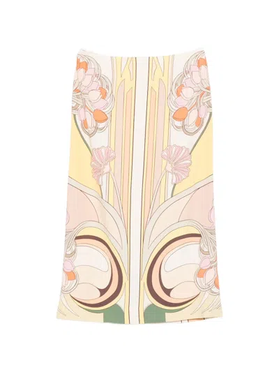 La Doublej Floral-print Midi Skirt In Multi