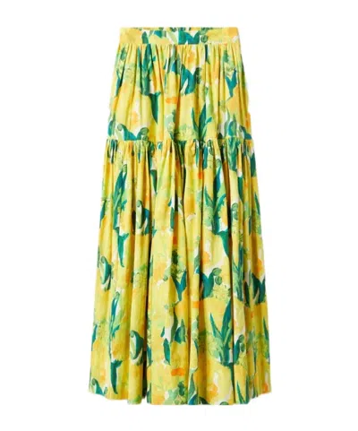 LA DOUBLEJ FLORAL-PRINT MIDI SKIRT