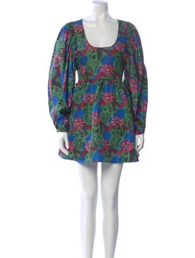 Pre-owned La Doublej Floral Print Mini Dress In Black