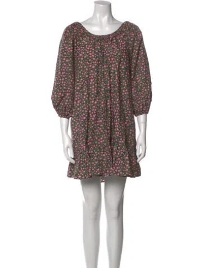 Pre-owned La Doublej Floral Print Mini Dress In Black