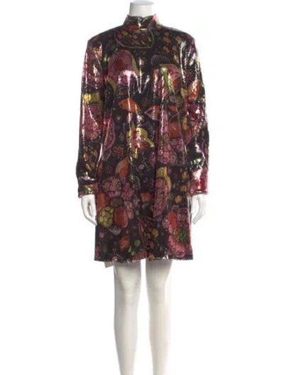 Pre-owned La Doublej Floral Print Mini Dress In Black