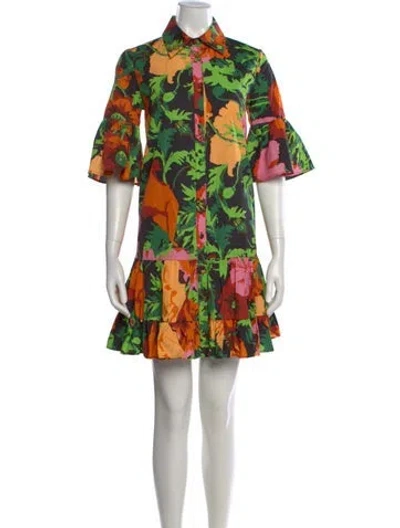 Pre-owned La Doublej Floral Print Mini Dress In Black
