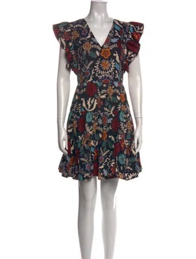 Pre-owned La Doublej Floral Print Mini Dress In Black