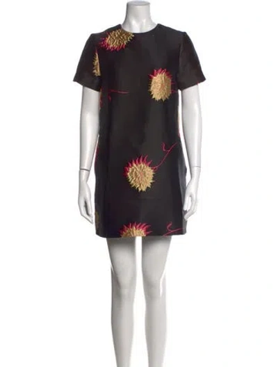 Pre-owned La Doublej Floral Print Mini Dress In Black
