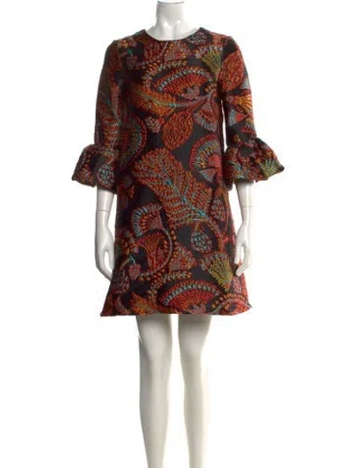 Pre-owned La Doublej Floral Print Mini Dress In Black
