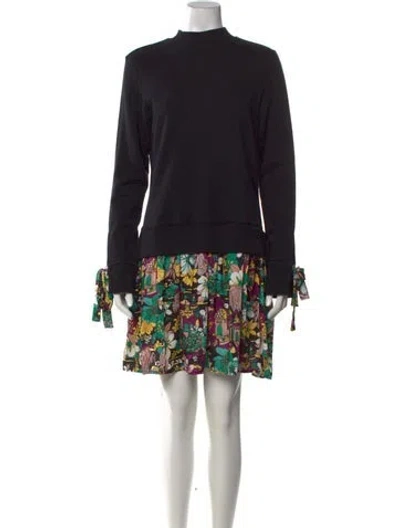 Pre-owned La Doublej Floral Print Mini Dress In Black
