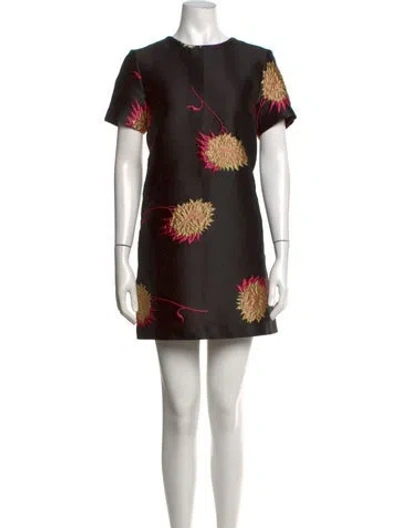 Pre-owned La Doublej Floral Print Mini Dress In Black