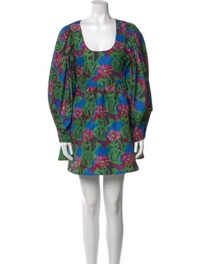 Pre-owned La Doublej Floral Print Mini Dress In Blue