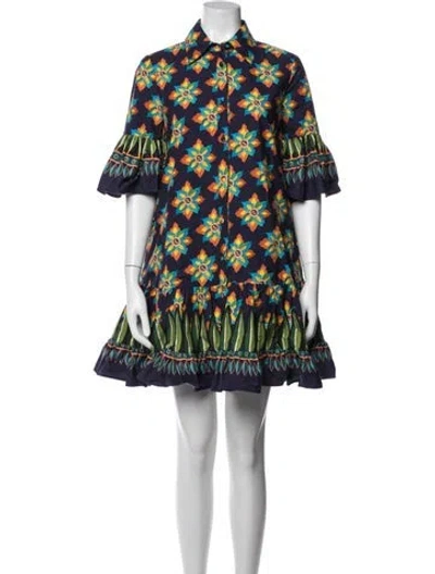 Pre-owned La Doublej Floral Print Mini Dress In Blue