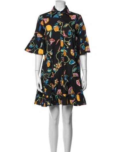 Pre-owned La Doublej Floral Print Mini Dress In Blue