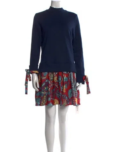 Pre-owned La Doublej Floral Print Mini Dress In Blue