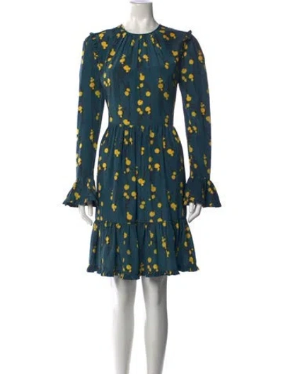 Pre-owned La Doublej Floral Print Mini Dress In Blue