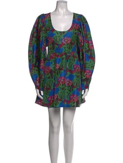 Pre-owned La Doublej Floral Print Mini Dress In Blue