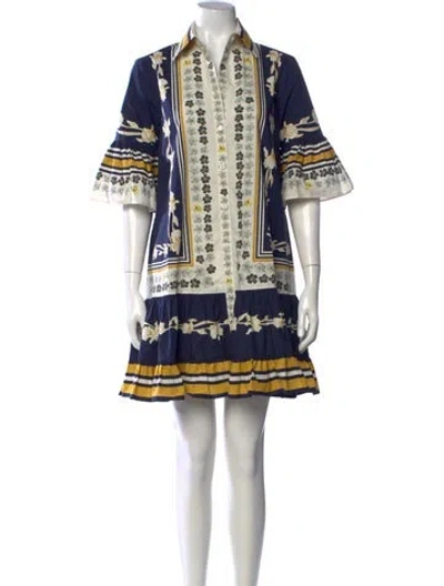 Pre-owned La Doublej Floral Print Mini Dress In Blue