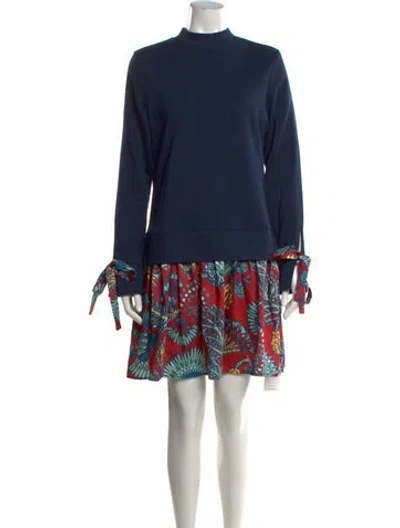 Pre-owned La Doublej Floral Print Mini Dress In Blue