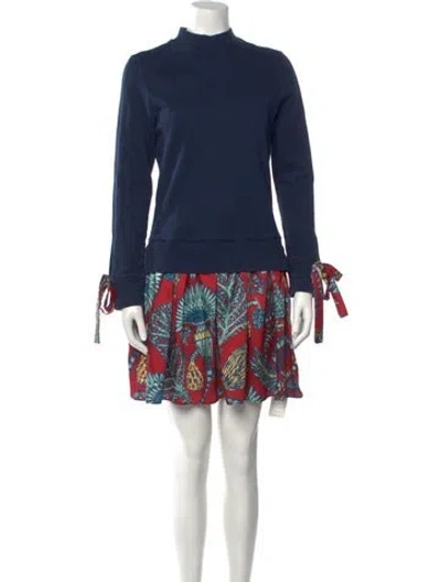 Pre-owned La Doublej Floral Print Mini Dress In Blue
