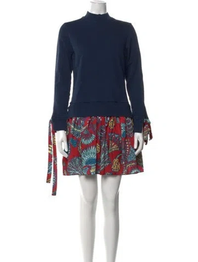 Pre-owned La Doublej Floral Print Mini Dress In Blue