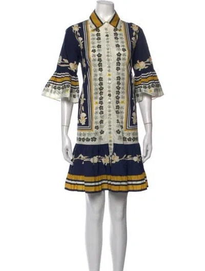 Pre-owned La Doublej Floral Print Mini Dress In Blue