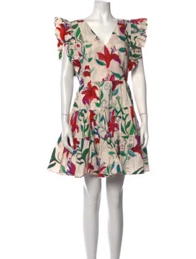 Pre-owned La Doublej Floral Print Mini Dress In Blue/green/neutrals